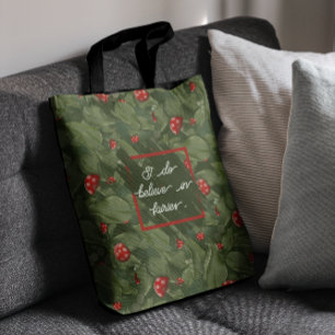 Magical Fairy Leaves & Red Toadstools Watercolour Tote Bag