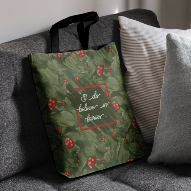 Magical Fairy Leaves & Red Toadstools Watercolour  Tote Bag (Creator Uploaded)