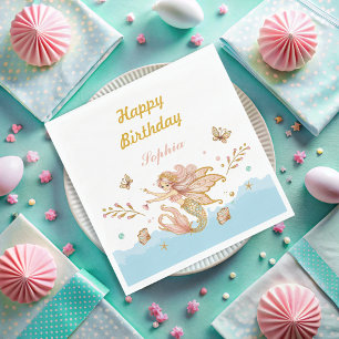 Magical Fairy Mermaid Girl's Birthday Party Napkin