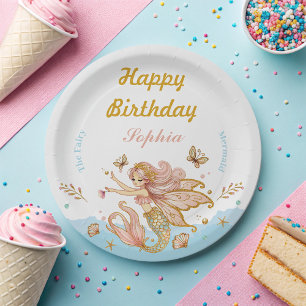 Magical Fairy Mermaid Girl's Birthday Party Paper Plate