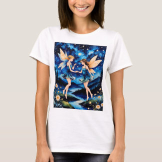 Magical Fairy Night Sky Fantasy Art T-Shirt