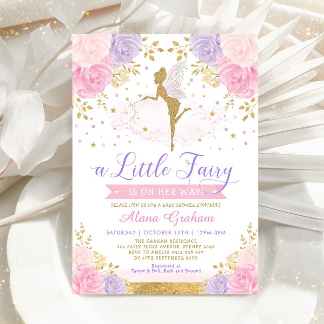 Magical Fairy Pink Blush Purple Floral Baby Shower Invitation (Creator Uploaded)