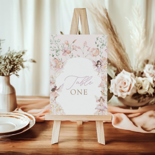 Magical Fairy Pink Floral Girls Birthday Table Number (Creator Uploaded)