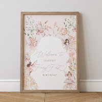 Magical Fairy Pink Floral Girls Birthday Welcome