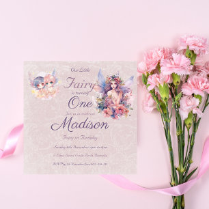 Magical Fairy Pink pastel One Birthday  Invitation