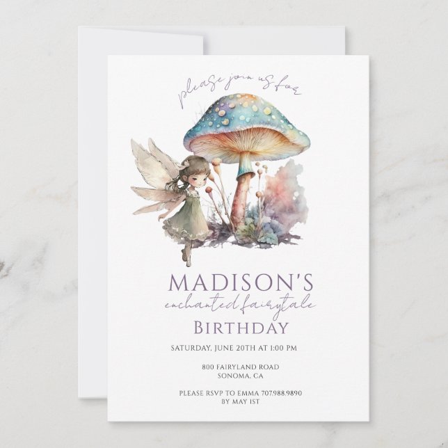Magical Fairy Pixie Fairytale Birthday Party Invitation (Front)