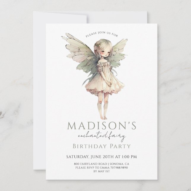 Magical Fairy Pixie Fairytale Birthday Party Invitation (Front)