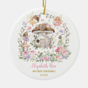 Magical Fairy Princess Girl Baby 1st Christmas Ceramic Ornament