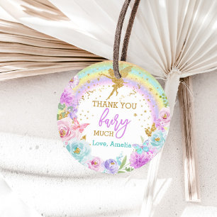 Magical Fairy Rainbow Floral Round Favour Label