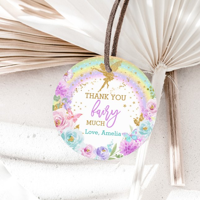 Magical Fairy Rainbow Floral Round Favour Label (Creator Uploaded)