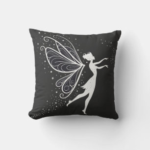 Magical Fairy Silhouette with Wings and Stars Cushion