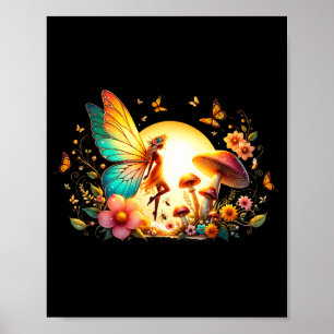 Magical Fairy Spring and Summer Butterflies Flower Poster