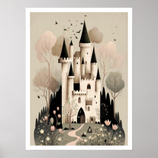 Magical Fairy-tale Castle Poster, Fantasy Wall Art