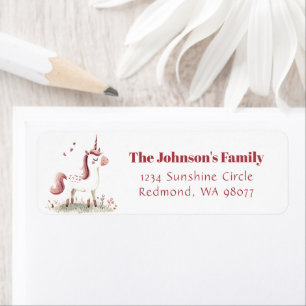 Magical Fairy Tale Unicorn Birthday Party Return Address Label