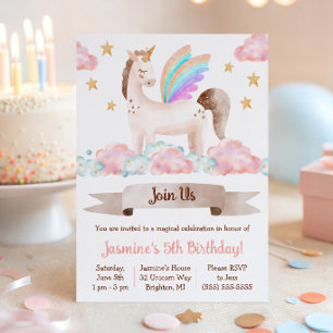 Magical,Fairy tale, Unicorn, Themed Birthday Party Invitation