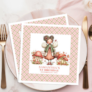 Magical Fairy Whimsical Pink Garden Birthday Napkin