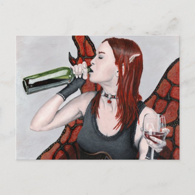 Magical Fairy Wine Bottle Fantasy Art Postcard (Front)