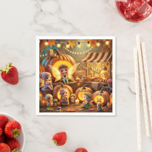 Magical Fall Fairy Pumpkin Patch Découpage Napkins