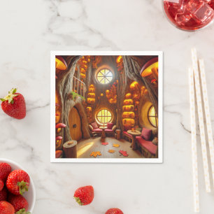 Magical Fall Hollow Tree House Découpage Napkins