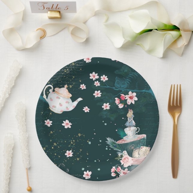 Magical Fantasy Alice In Wonderland Collage Paper Plate (Wedding)