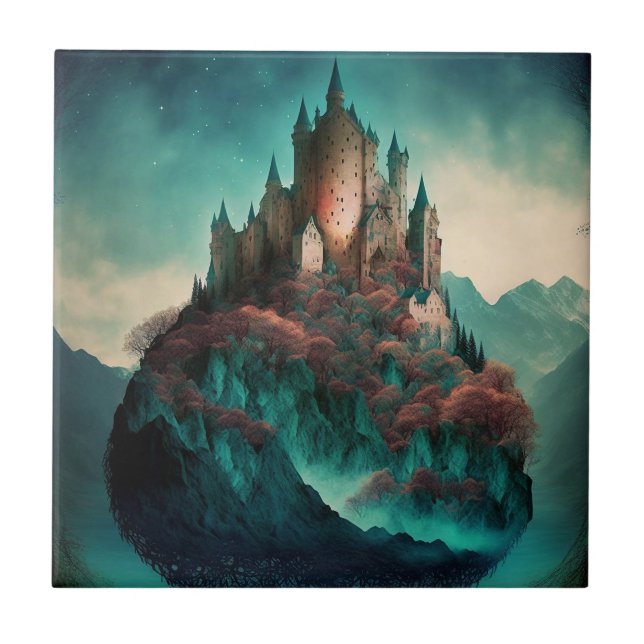 Magical Fantasy Castle Ceramic Tile (Front)