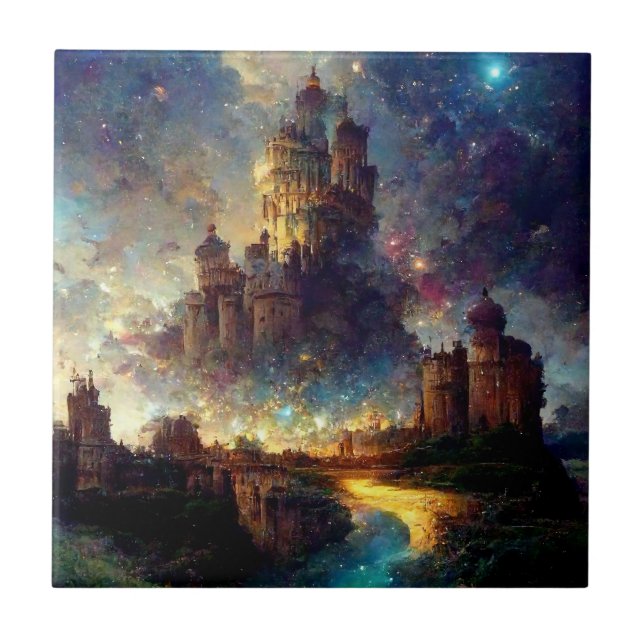 Magical Fantasy Castle Ceramic Tile (Front)