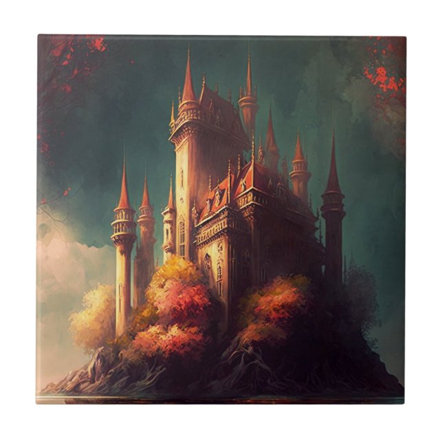 Magical Fantasy Castle Ceramic Tile (Front)