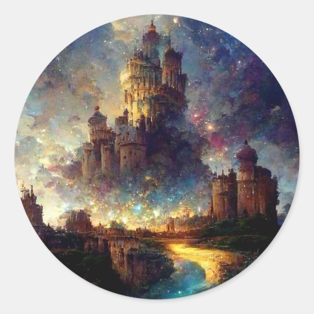 Magical Fantasy Castle Classic Round Sticker (Front)