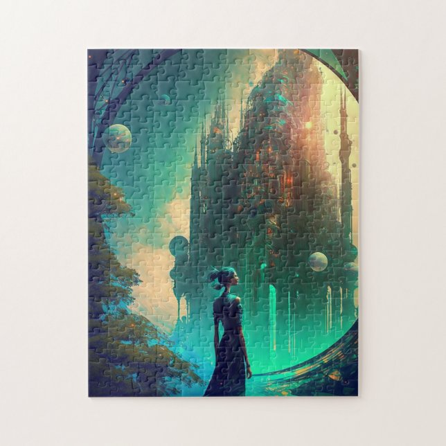 Magical Fantasy Castle Full Moon Jigsaw Puzzle (Vertical)