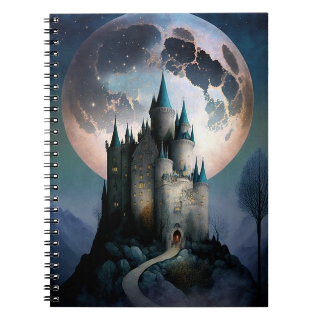 Magical Fantasy Castle Full Moon Notebook (Front)