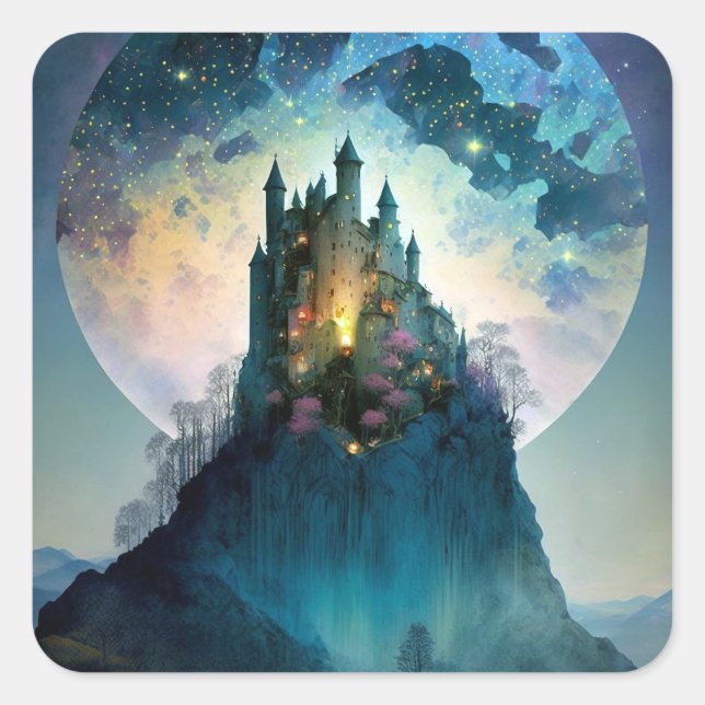 Magical Fantasy Castle Square Sticker (Front)