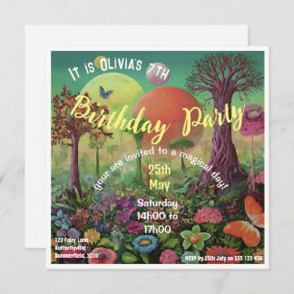 Magical Fantasy Flower Garden Birthday Invitation