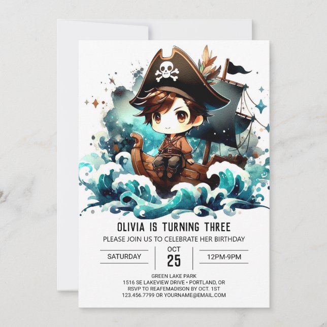 Magical Fantasy Pirate Birthday Invitation (Front)