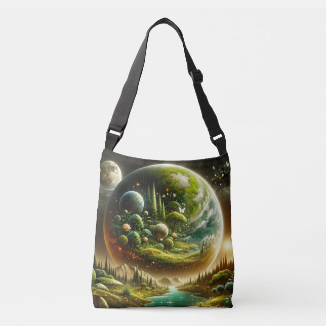 Magical Fantasy Planet With Celestial Nature Crossbody Bag (Front)