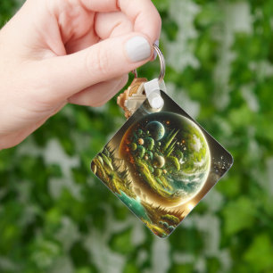 Magical Fantasy Planet With Celestial Nature Key Ring