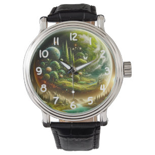 Magical Fantasy Planet With Celestial Nature Watch