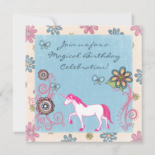Magical Fantasy Unicorn Girl's Birthday Invitation