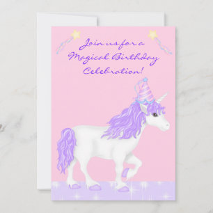 Magical Fantasy Unicorn Girl's Birthday Invitation
