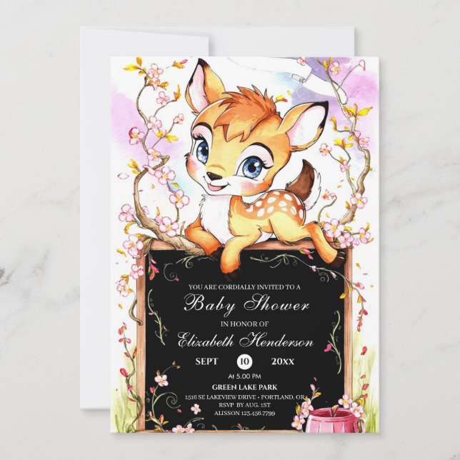 Magical Fawn Baby Shower Invitation (Front)