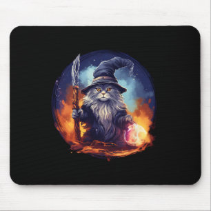 Magical Feline Sorcerer Enchanting Wizard Cat Mouse Pad