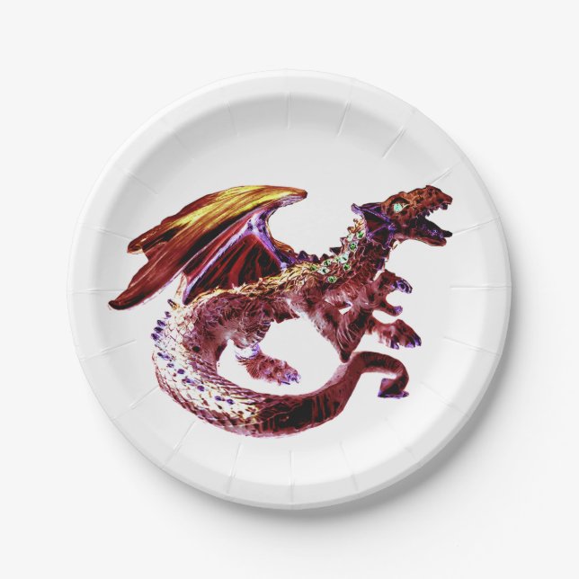 Magical Fire‑Breathing Ruby Red Dragon Paper Plate (Front)