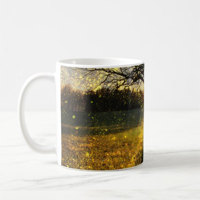Magical fireflies dreamy landscape coffee mug (Left)