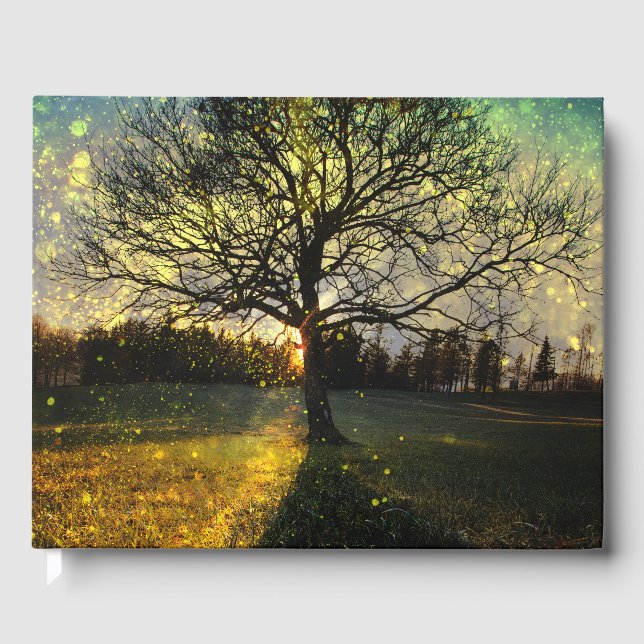 Magical fireflies dreamy landscape guest book (Front)