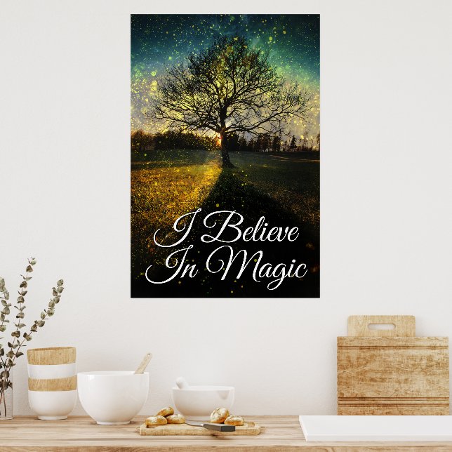 Magical fireflies dreamy landscape I believe magic Poster (Kitchen)