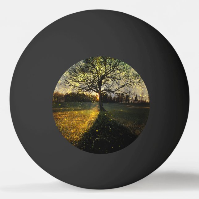 Magical fireflies dreamy landscape ping pong ball (Front)