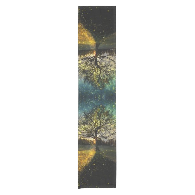 Magical fireflies dreamy landscape short table runner (Front)