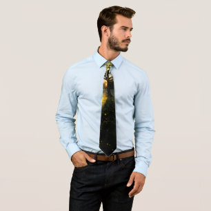 Magical fireflies dreamy landscape tie