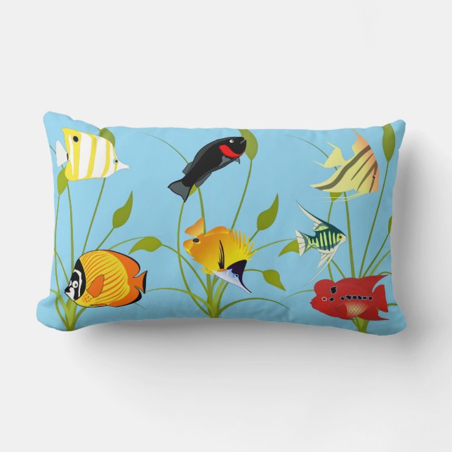 Magical Fish and Plants Ocean Lumbar Pillow (Front)