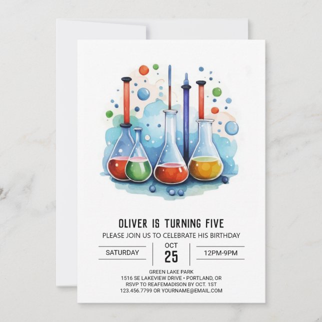 Magical Flask Experiment Scientist Birthday Invitation (Front)