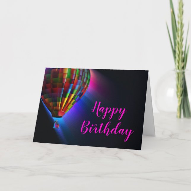 Magical Flight Black and Hot Birthday Card (Front)